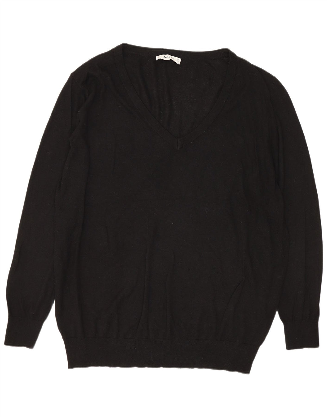 Zara Dame Oversized V-hals sweater UK 14 Medium Sort Modal