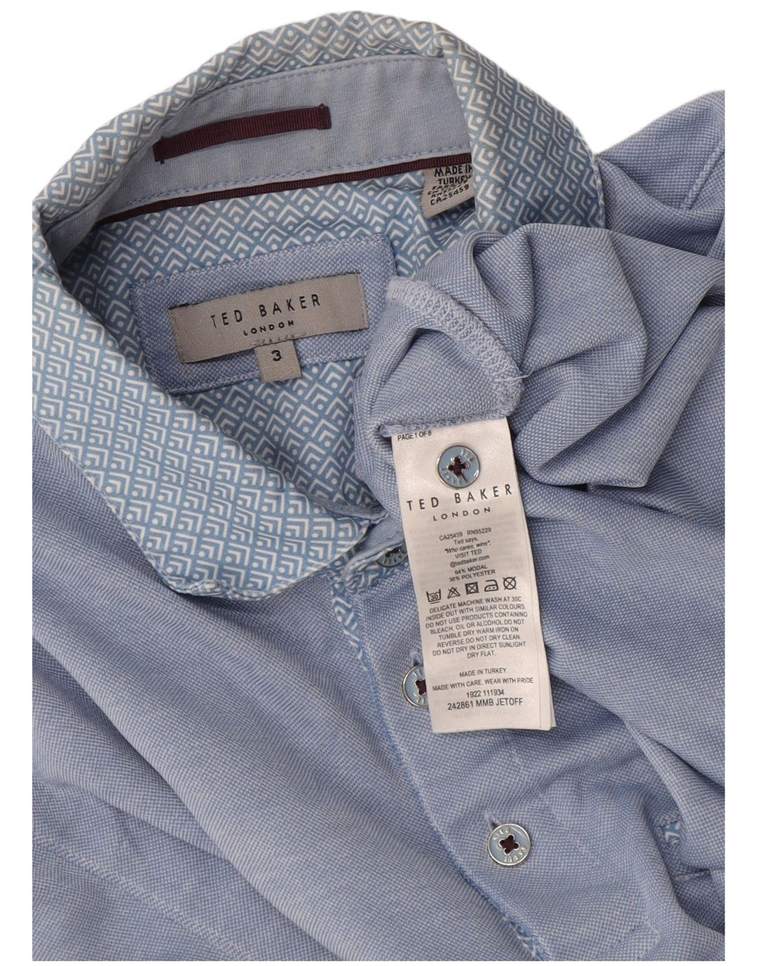 Ted Baker Herre poloskjorte str. 3 Medium Blue Modal