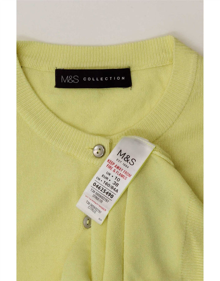 Marks & Spencer Dame Cardigan Sweater UK 10 Small Yellow Viscose