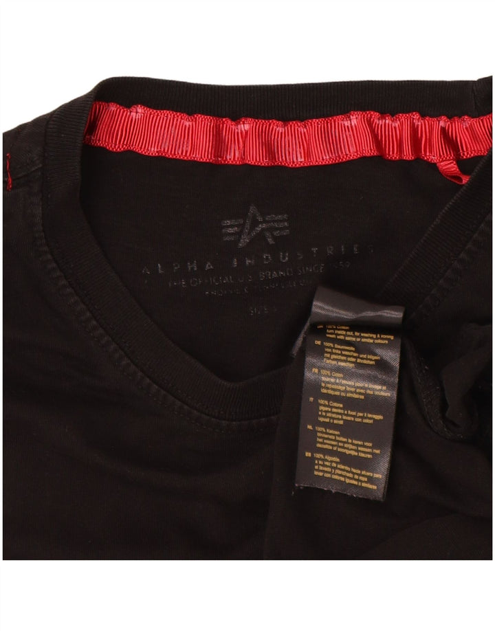 Alpha Industries Grafisk T-shirt til mænd, lille sort bomuld