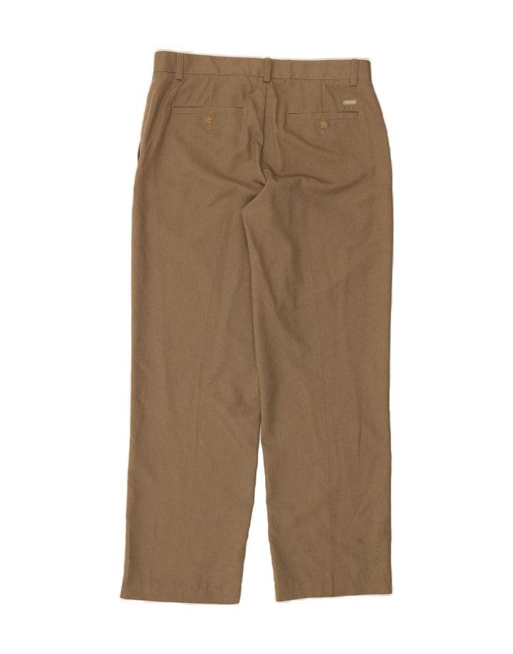 IZOD Mens Straight Chino Trousers W34 L32 Brown Houndstooth Polyester Vintage Izod and Second-Hand Izod from Messina Hembry 
