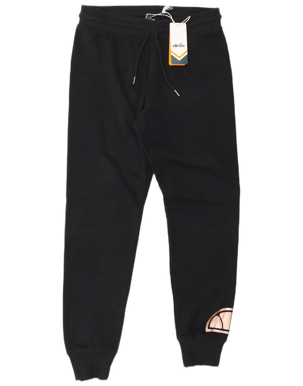 Ellesse Womens Grafisk træningsdragt Bukser Joggers UK 10 Small Black Bomuld