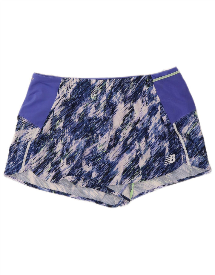 NEW BALANCE Dame sportsshorts med abstrakt mønster UK 14 Medium Blue