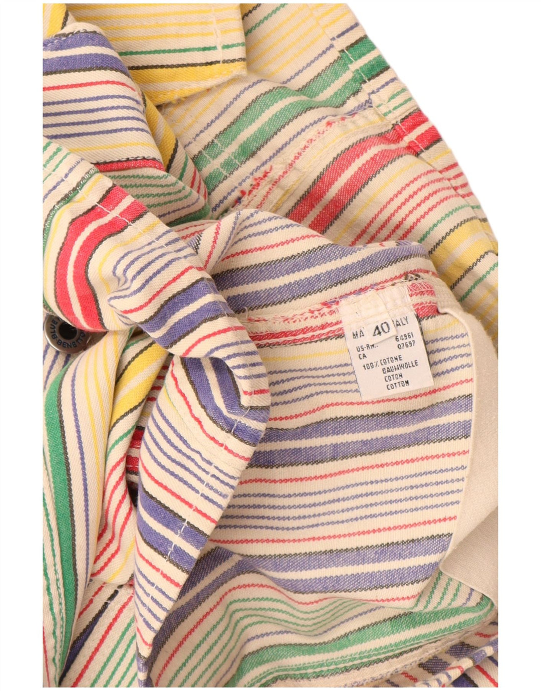 Benetton Dame Pinafore Dress IT 40 Lille flerfarvet stribet bomuld