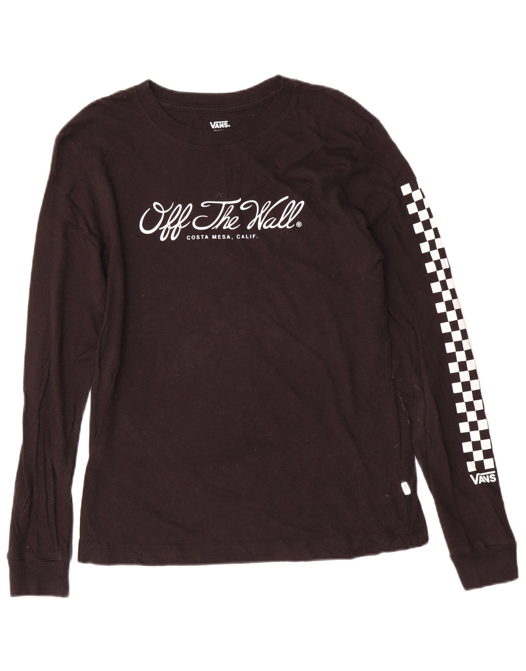 VANS Dame Grafisk Top Langærmet UK 10 Lille Sort