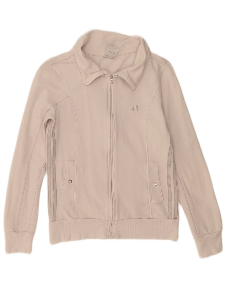 ADIDAS træningsdragt topjakke til kvinder UK 10 Lille hvid bomuld