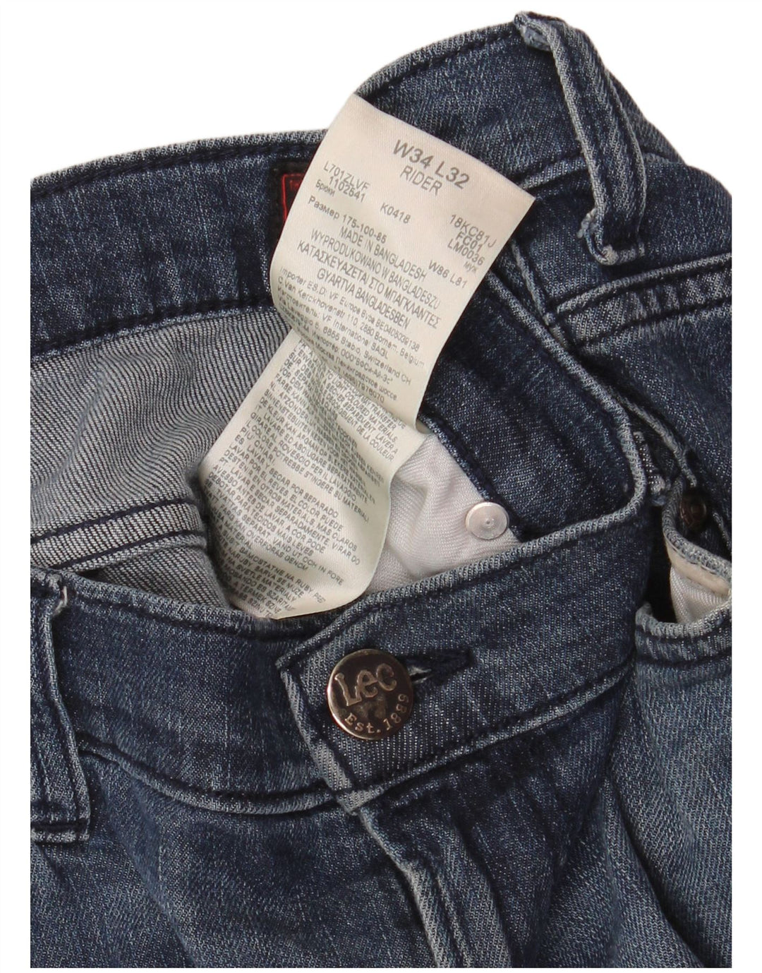 Lee Herre Rider Slim Jeans W34 L32 Blå Bomuld