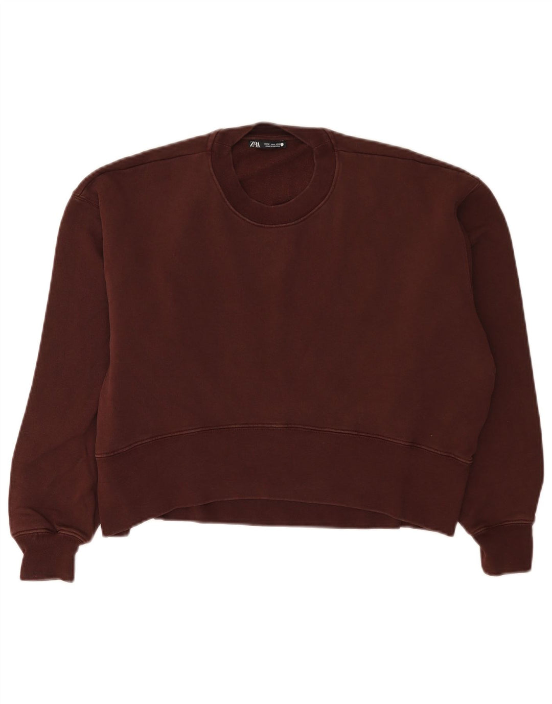 Zara Dame Oversized Sweatshirt Jumper UK 10 Small Bourgogne bomuld