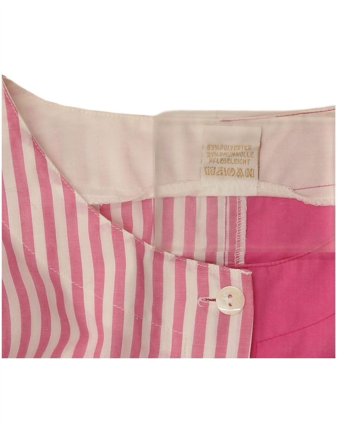 Vintage kortærmet skjortebluse til kvinder EU 40 Medium Pink Colourblock