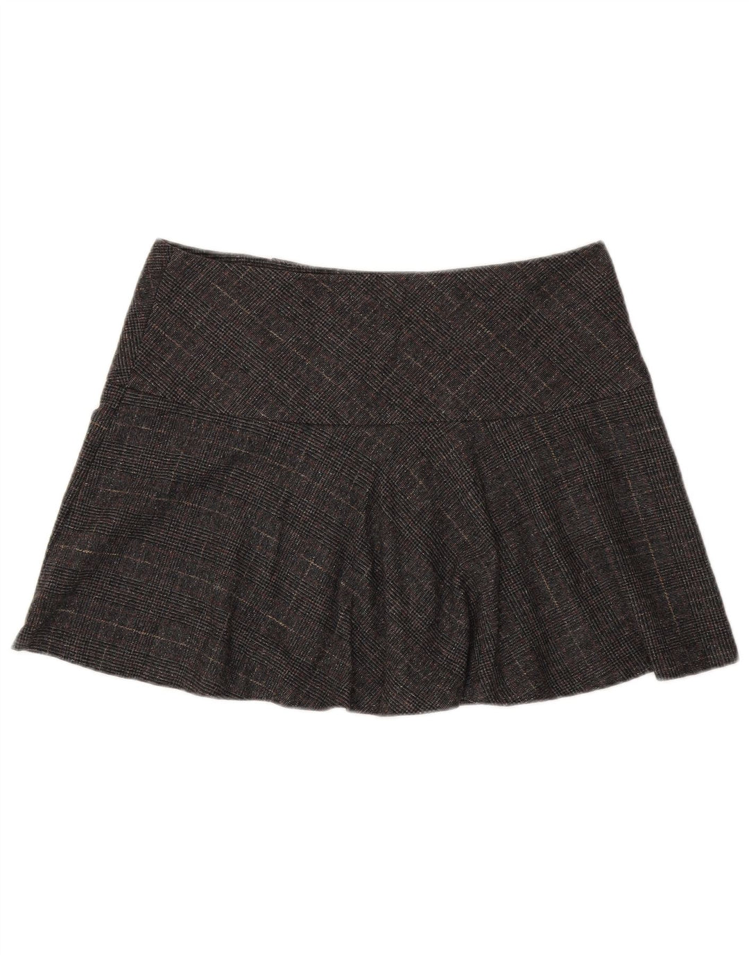 Benetton Dame Mini Nederdel IT 44 Medium W34 Grå Houndstooth Virgin Wool