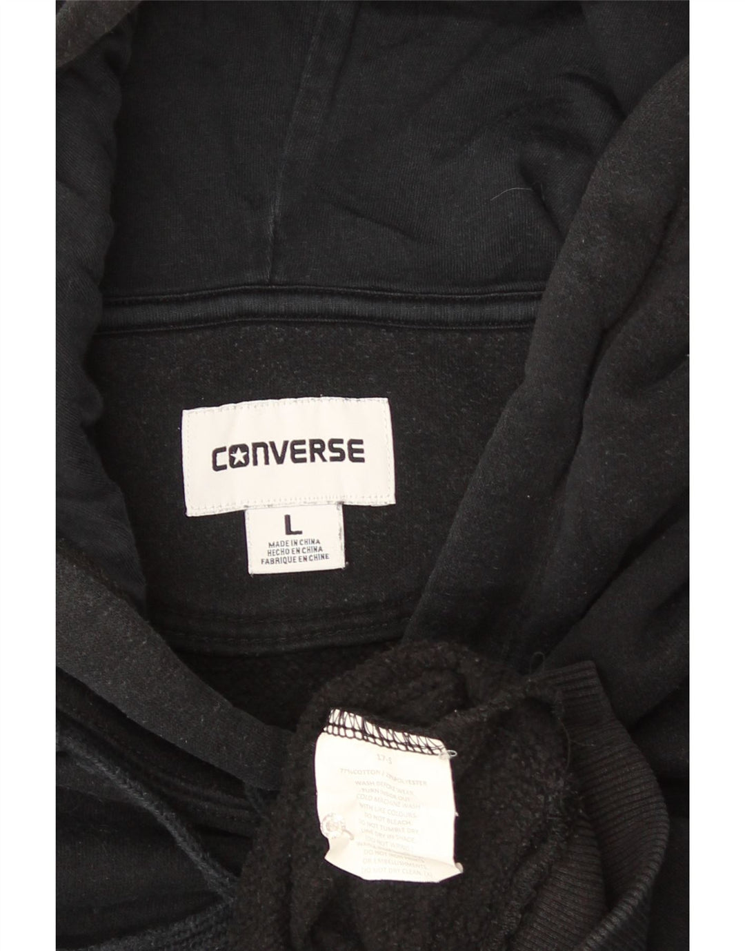 Converse hættetrøje til kvinder UK 16 Stor sort bomuld