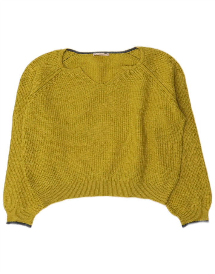 White Stuff Womens Crop V-hals sweater UK 12 Medium Yellow