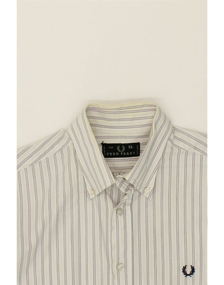 FRED PERRY Herreskjorte XL Hvidstribet bomuld