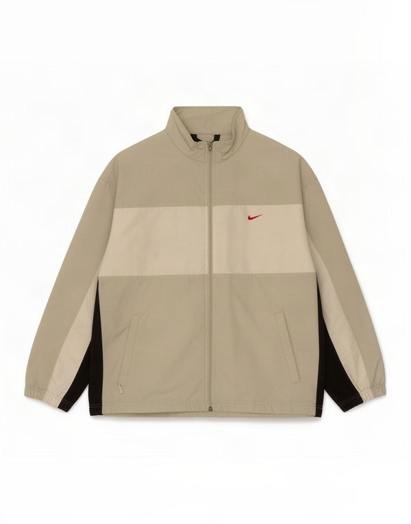 Nike Mens Tracksuit Top Jacket UK 42/44 Large Beige Colourblock Nylon