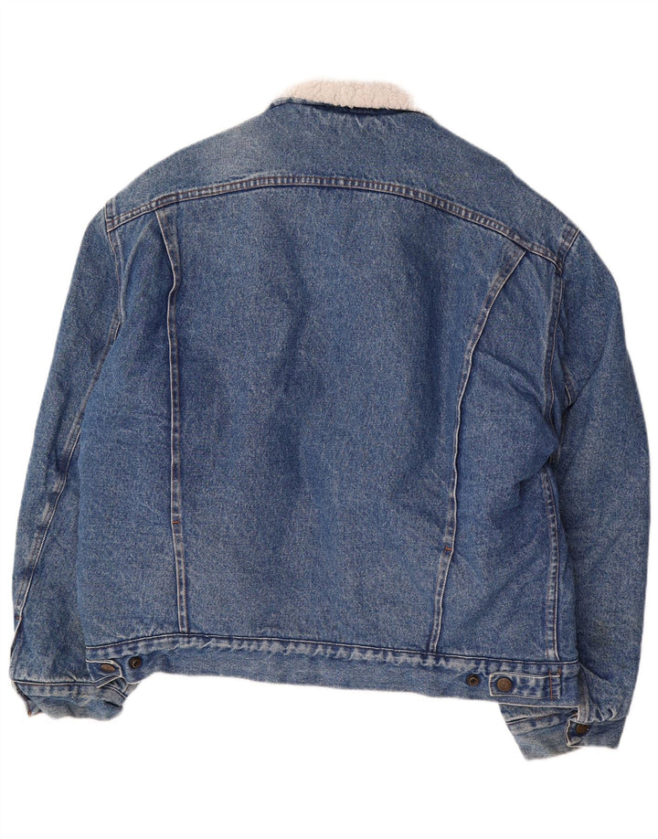 RIFLE Herre Sherpa Denim Jacket UK 44 2XL Blå Bomuld