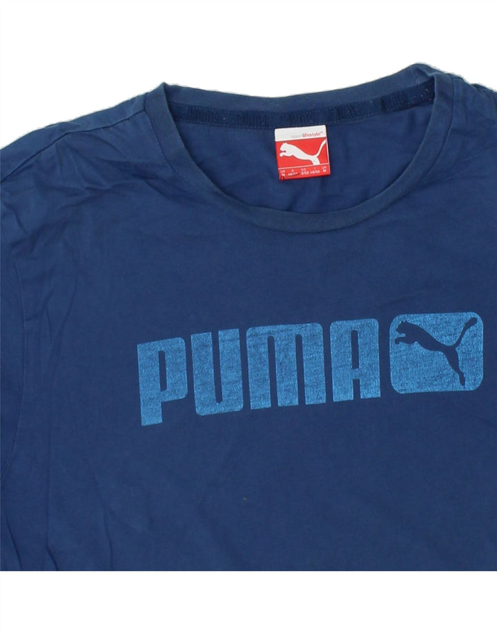 PUMA Mens Graphic T-Shirt Top Medium Blue Vintage Puma and Second-Hand Puma from Messina Hembry 