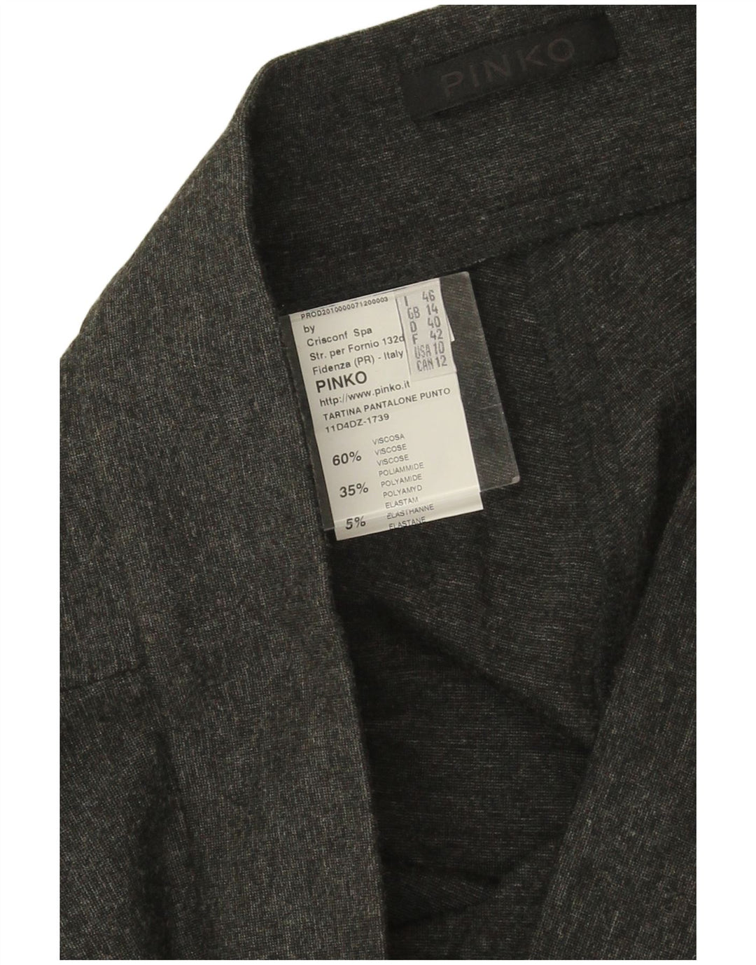 PINKO Dame Skinny Casual Bukser UK 14 Large W30 L32 Grå Viscose