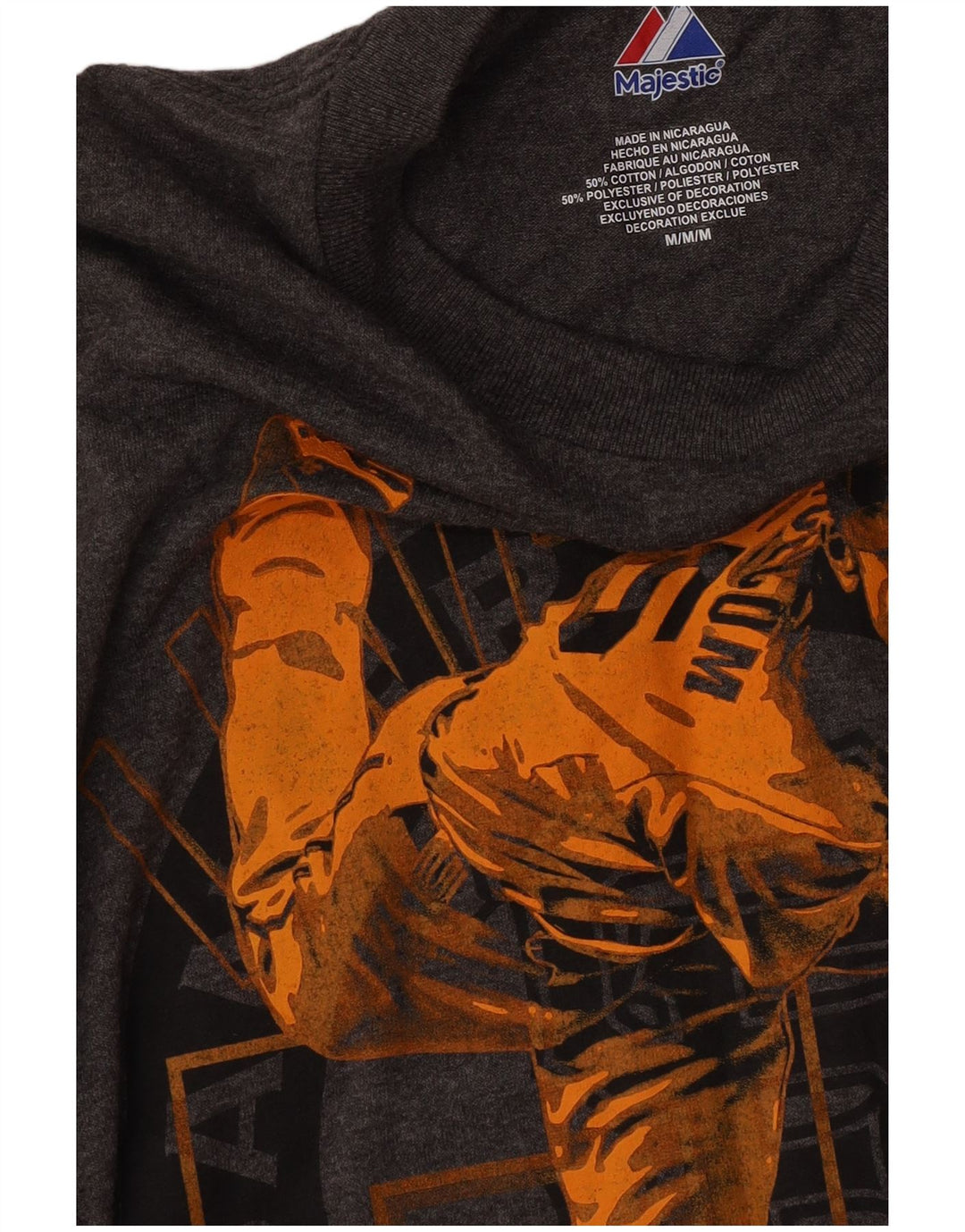 Majestic Herre Giants grafisk T-shirt top mellemgrå bomuld