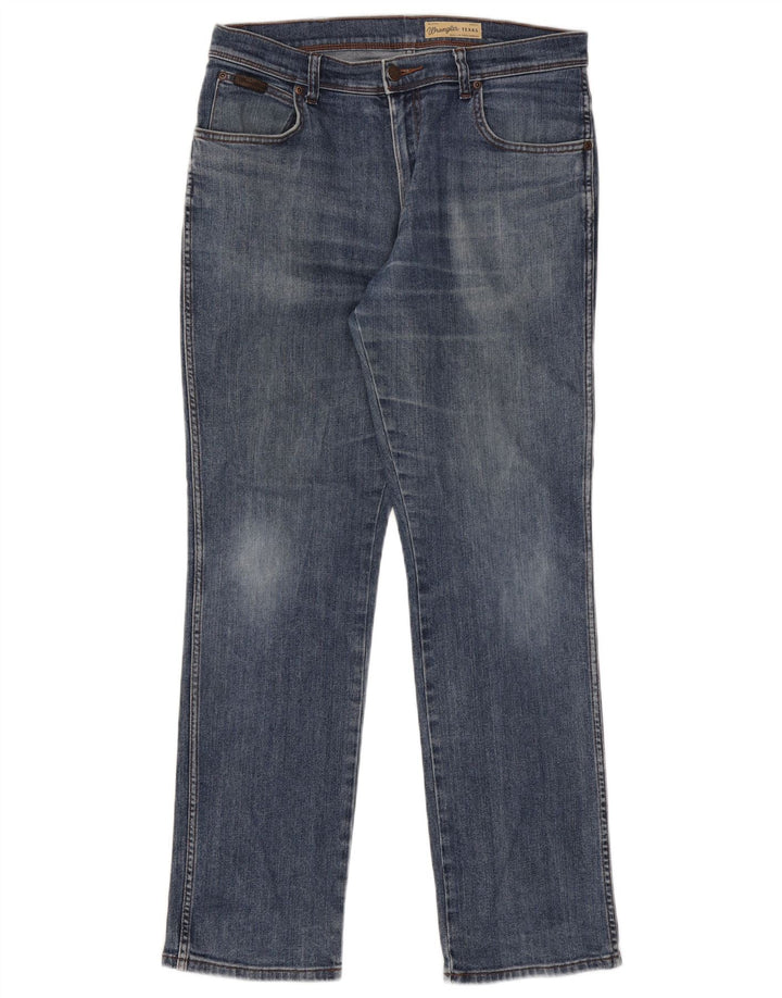 Wrangler Herre Texas Stretch Straight Jeans W34 L32 Blå Bomuld