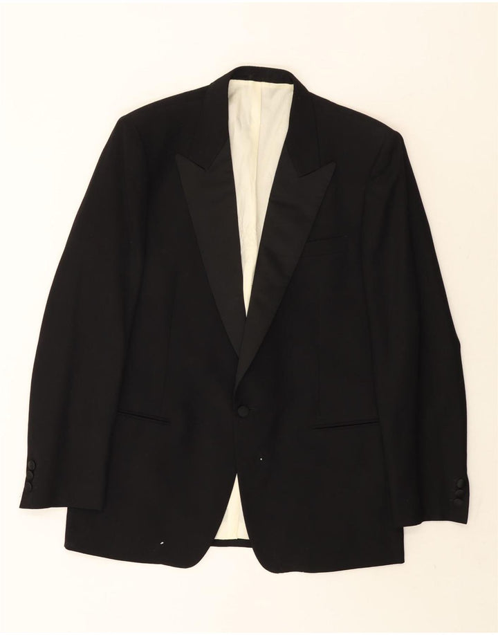 Lebole Herre 1 Knap Blazer Jakke IT 50 Stor Sort Uld