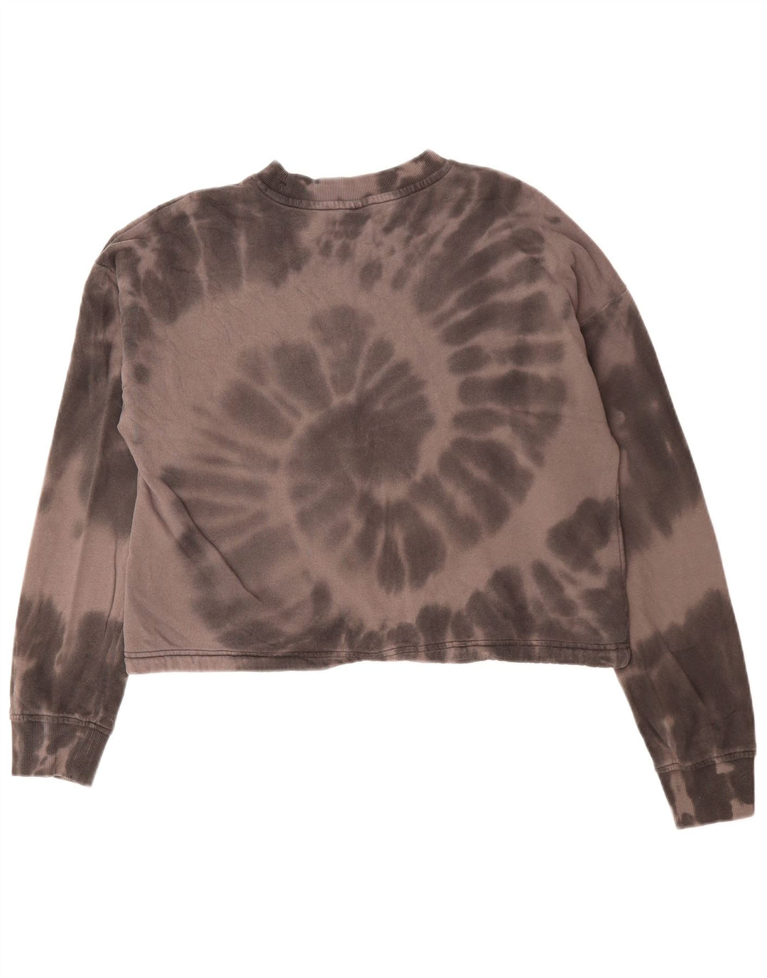 CHAMPION Womens Crop Graphic Sweatshirt Jumper UK 14 Medium Brown Tie Dye