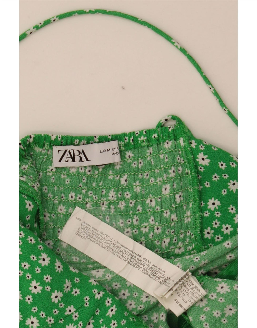 Zara Dame Sundress UK 12 Medium Green Floral Viscose
