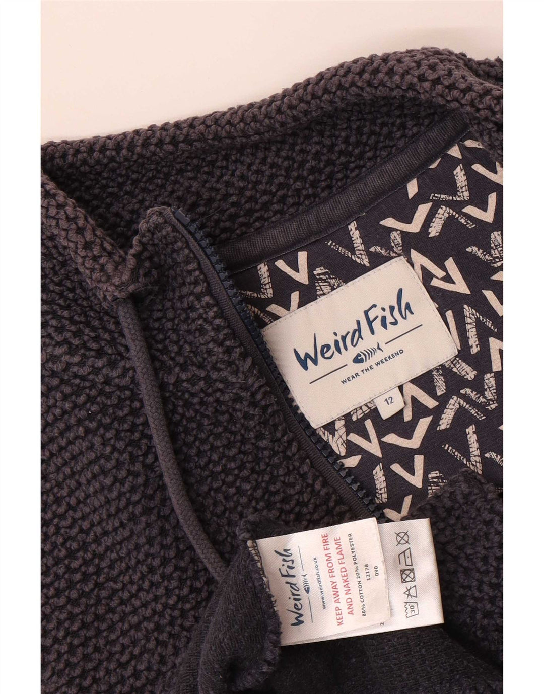 Weird Fish Dame Zip Neck Sweatshirt Jumper UK 12 Medium Navy Blue Bomuld