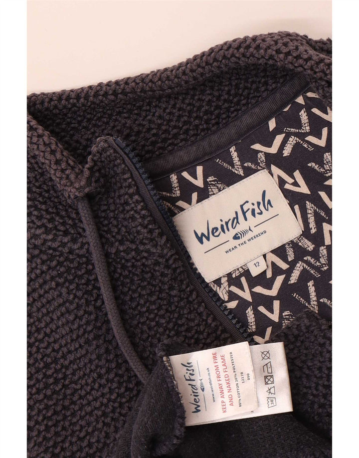 Weird Fish Dame Zip Neck Sweatshirt Jumper UK 12 Medium Navy Blue Bomuld