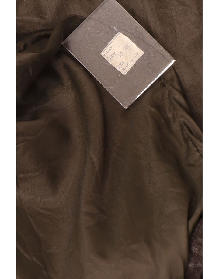 VINTAGE Herre Læderjakke UK 40 Stor Brun Læder