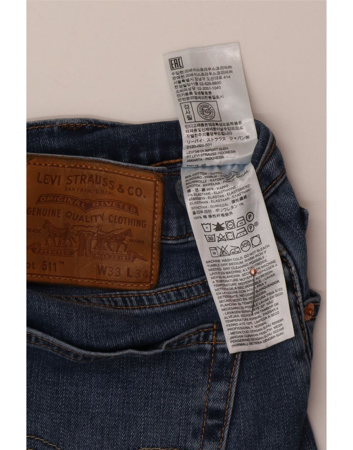 LEVI'S Mens 511 Slim Jeans W33 L34 Blue Cotton
