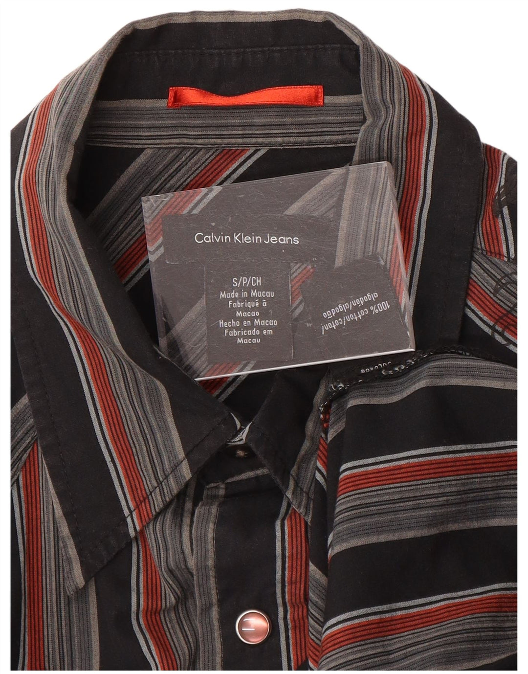 CALVIN KLEIN JEANS Herre grafisk skjorte Lille sort stribet bomuld