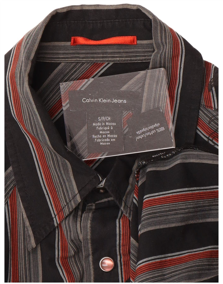 CALVIN KLEIN JEANS Herre grafisk skjorte Lille sort stribet bomuld