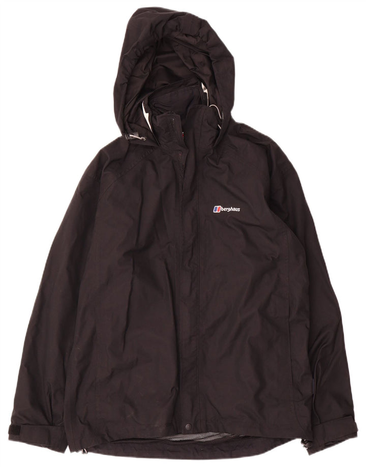 Berghaus Womens Hooded Rain Jacket UK 12 Medium Black Nylon