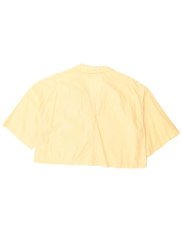 Zara Kvinders Oversized Crop Kortærmet Skjortebluse UK 14 Medium Gul