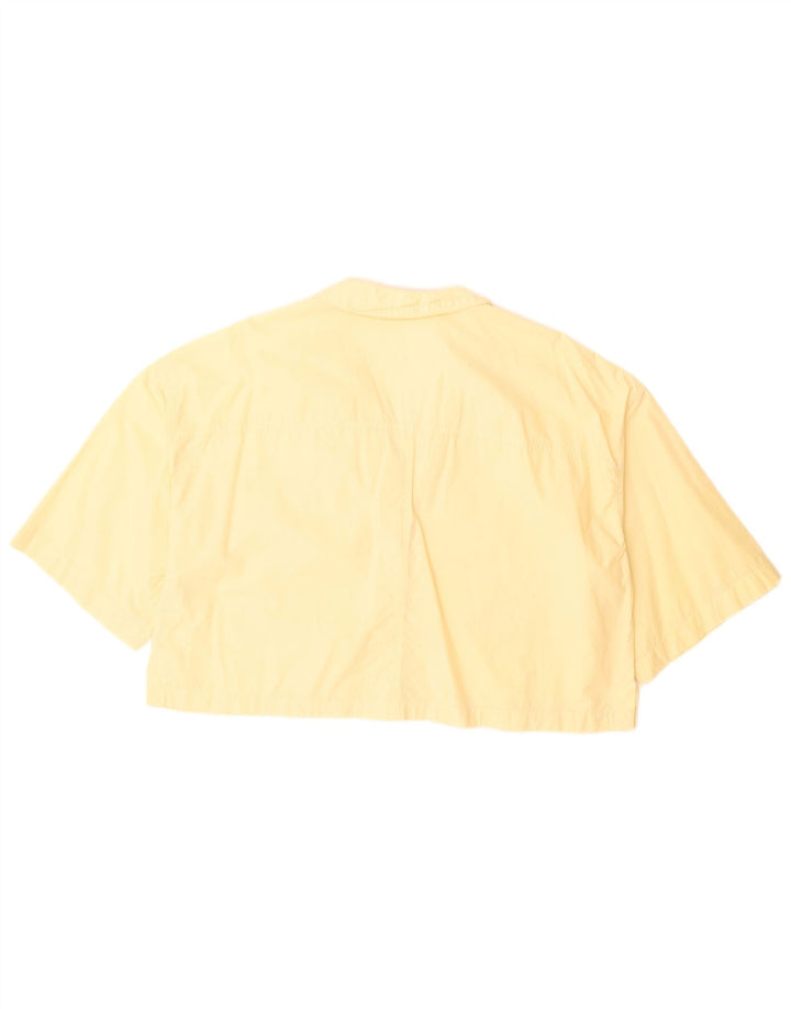 Zara Kvinders Oversized Crop Kortærmet Skjortebluse UK 14 Medium Gul