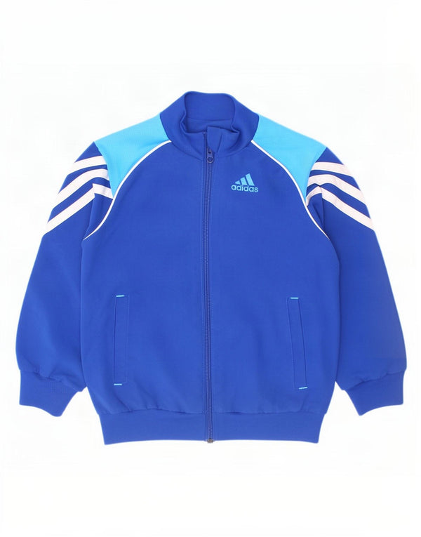 Adidas Drenge Træningsdragt Topjakke 2-3 År Blå Colourblock Polyester