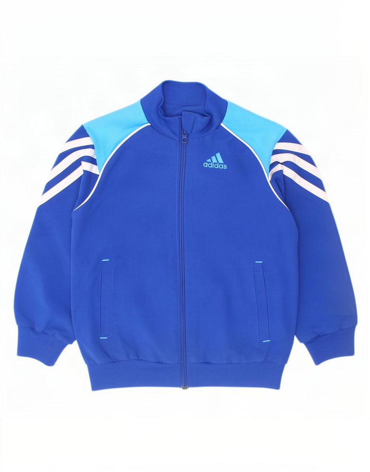 Adidas Drenge Træningsdragt Topjakke 2-3 År Blå Colourblock Polyester
