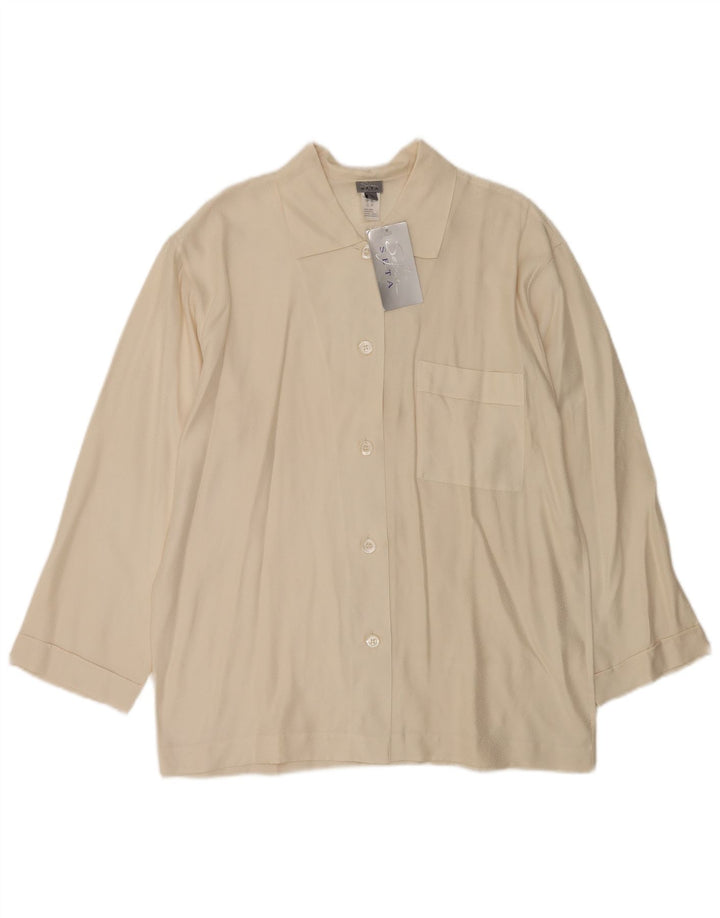 Vintage dameskjorte bluse IT 46 Large Off White Silke