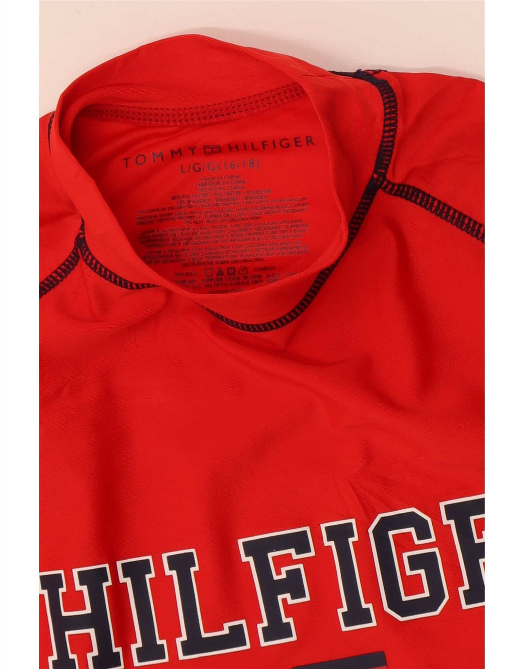 Tommy Hilfiger Boys Grafisk T-Shirt Top 15-16 År Stor Rød Polyester