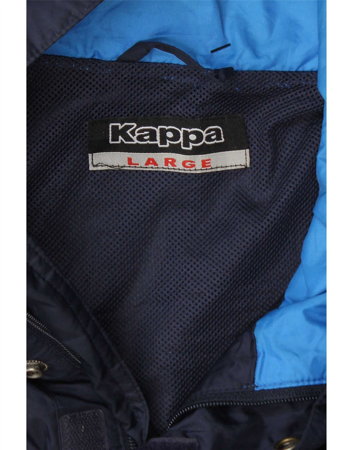 Kappa Herre Graphic Windbreaker Jacket UK 40 Large Navy Blue Colourblock