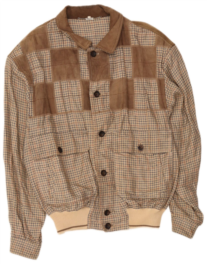 Breco's Bomberjakke til mænd IT 52 XL Brun Houndstooth Bomuld