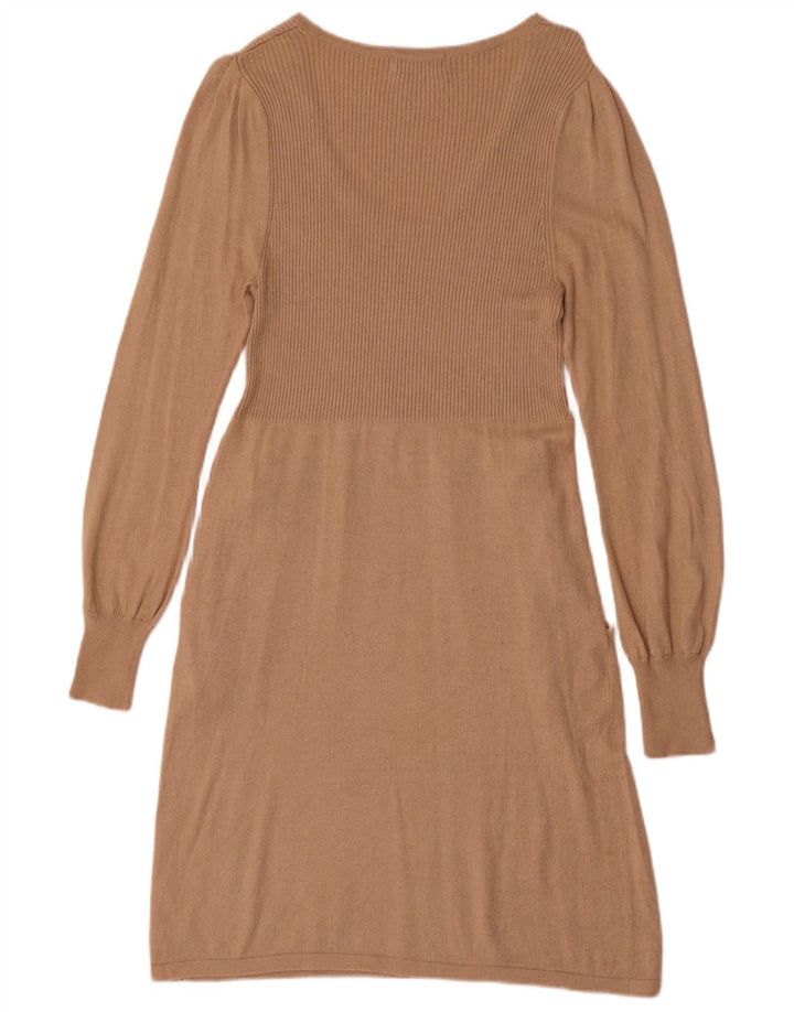 Marks & Spencer Dame Jumper Dress UK 14 Medium Beige Viscose