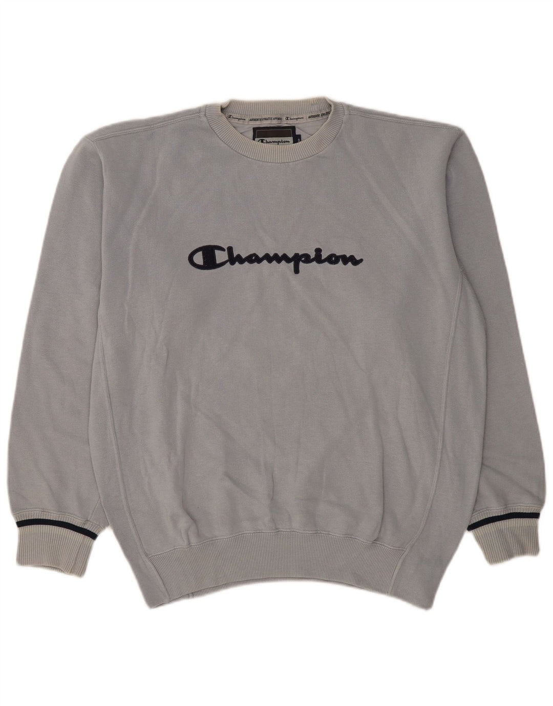 Champion Herre Grafisk Sweatshirt Jumper Large Blå Bomuld Classic
