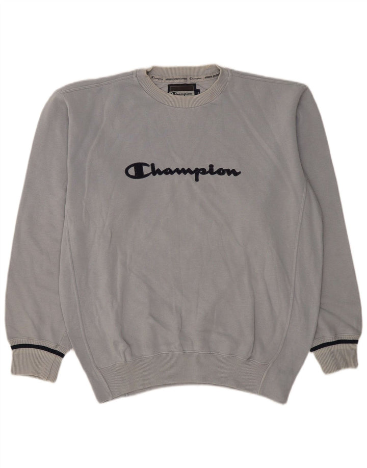 Champion Herre Grafisk Sweatshirt Jumper Large Blå Bomuld Classic