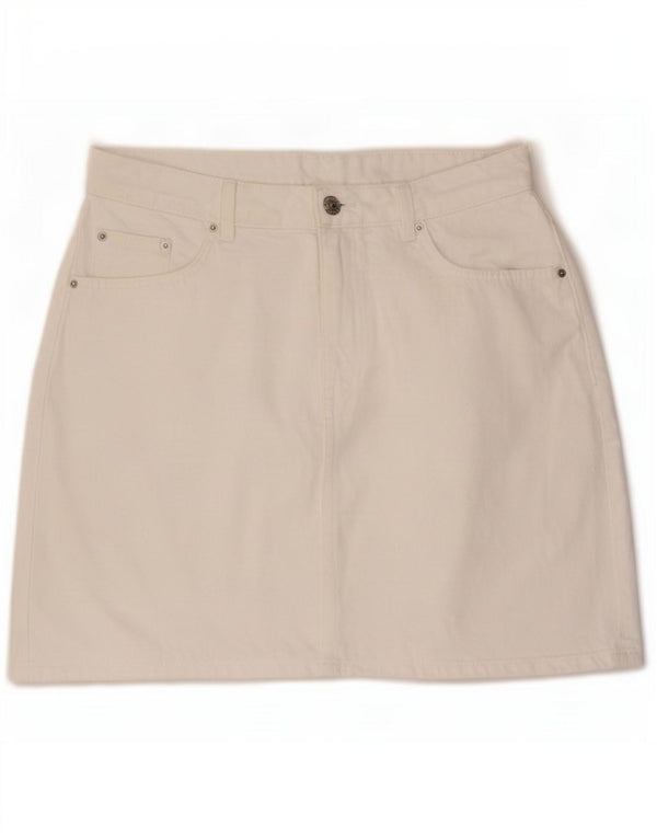 Marks & Spencer Dame Mini Denim Nederdel UK 14 Large W32 White Bomuld