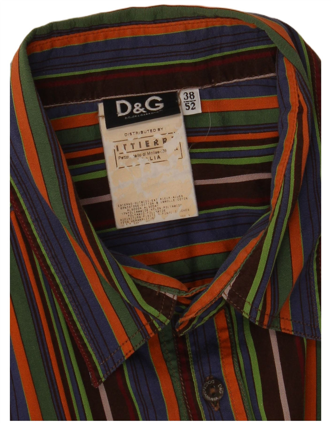 Dolce & Gabbana herreskjorte str. 38 Medium flerfarvet stribet bomuld