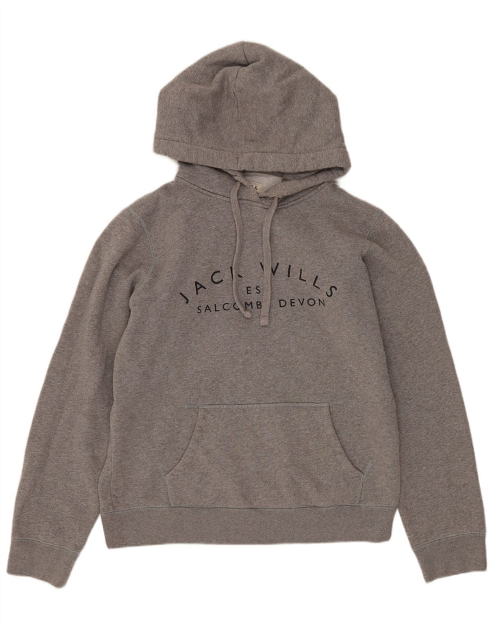 JACK WILLS Dame Salcombe Devon Oversized hættetrøje Jumper UK 10 Lille Grå