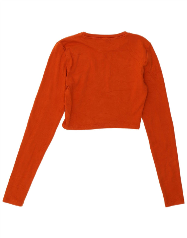 Zara Dame Crop Top Langærmet UK 12 Medium Brun Bomuld