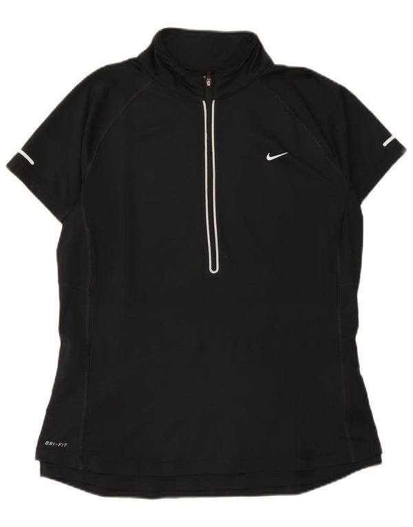 Nike Dame Dri Fit T-shirt med lynlås hals DK 14 Stor sort polyester