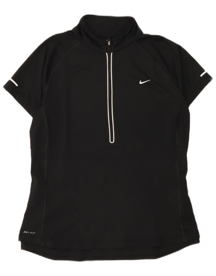 Nike Dame Dri Fit T-shirt med lynlås hals DK 14 Stor sort polyester